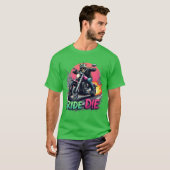 Rijden of sterven - Bold Urban Biker Graphic Desig T-shirt (Voorkant volledig)