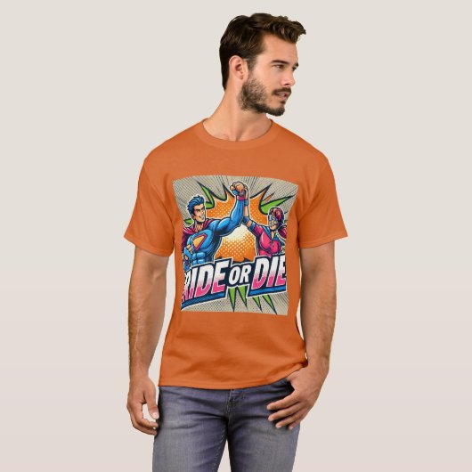 Rijden of sterven Comic Style T-shirt (Voorkant volledig)