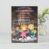 Rijden op afstand Muziek Kids Verjaardagsfeest Kaart (Staand voorkant)