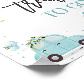 Rijden op Baby shower Behandeling voor bord Blauwe Poster (Hoek)