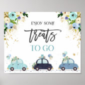 Rijden op Baby shower Behandeling voor bord Blauwe Poster (Voorkant)