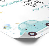 Rijden op Baby shower Behandeling voor bord Blauwe Poster (Hoek)