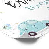 Rijden op Baby shower Behandeling voor bord Blauwe Poster (Hoek)