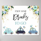 Rijden op Baby shower Behandeling voor bord Blauwe Poster (Voorkant)