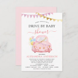 Rijden op Baby shower Blush Pink Gold Foil Kaart