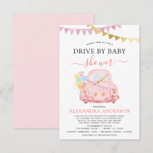 Rijden op Baby shower Blush Pink Gold Foil Kaart