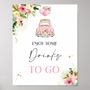 Rijden op Baby shower Decor Deeg Pink Floral Poster