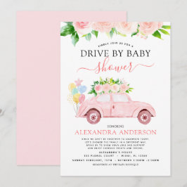 Rijden op Baby shower Floral Blush Pink Kaart