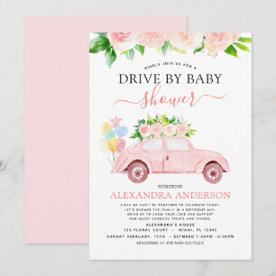 Rijden op Baby shower Floral Blush Pink Kaart