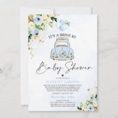 Rijden op Baby shower Invitation Blue Floral Kaart (Voorkant)