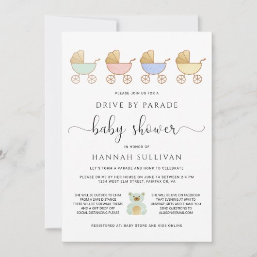 Rijden op Baby shower | Retro Carriages Parade Kaart (Voorkant)