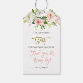 Rijden op baby shower roze floral cadeaulabel