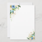 Rijden op Baby shower Uitnodiging Blue Floral Show (Achterkant)