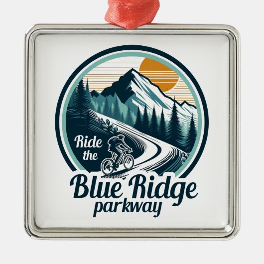 Rijden op de Blue Ridge Parkway Fietsen Metalen Ornament (Voorkant)