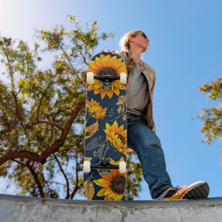 Rijden op de Floral Bliss: Zonnebloemen Kunstwerk Persoonlijk Skateboard