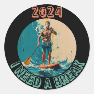 Rijden op de golven: sup paddle board surfen editi ronde sticker