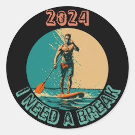 Rijden op de golven: sup paddle board surfen editi ronde sticker