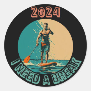 Rijden op de golven: sup paddle board surfen editi ronde sticker
