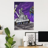 Rijden op de maan | AI Art Poster (Thuiskantoor)