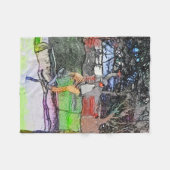 Rijden op de rails - Cartoon Skateboarder Design Fleece Deken (Voorkant (Horizontaal))