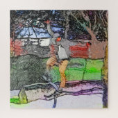 Rijden op de rails - Cartoon Skateboarder Design Legpuzzel (Verticaal)