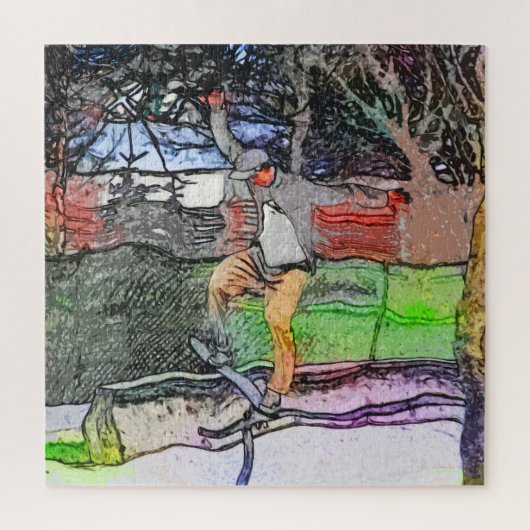 Rijden op de rails - Cartoon Skateboarder Design Legpuzzel (Verticaal)