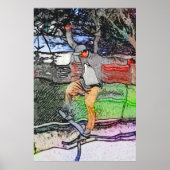 Rijden op de rails - Cartoon Skateboarder Design Poster (Voorkant)