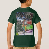 Rijden op de rails - Cartoon Skateboarder Design T-shirt (Achterkant)