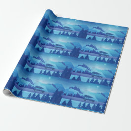 Rijden op de weg met een kerstboom cadeaupapier