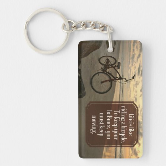 "Rijden op een fiets" Inspirerend Quote Sleutelhanger (Voorkant)