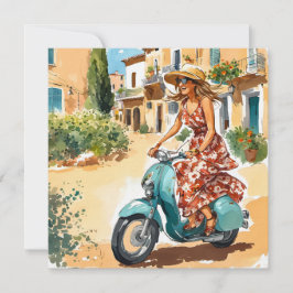 Rijden op een scooter in Sardinië Feestdagenkaart