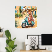 Rijden op een scooter in Sardinië Print (Thuiskantoor)