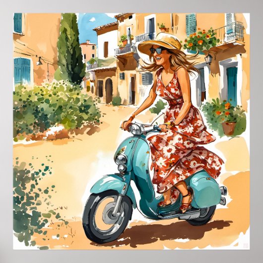 Rijden op een scooter in Sardinië Print (Voorkant)