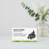 Rijden op grasmaaier | grassprieten visitekaartje (Staand voorkant)