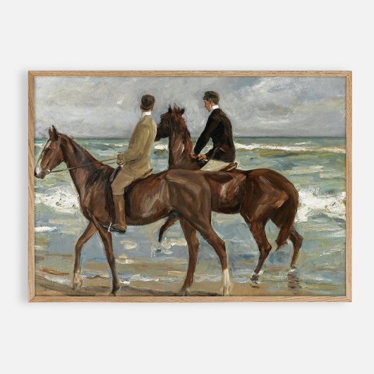 Rijden op het strand, olie poster