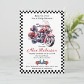Rijden op Over Motorcycle Baby shower Kaart (Staand voorkant)