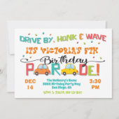 Rijden op verjaardagsfeest Parade Uitnodiging (Voorkant)