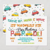 Rijden op verjaardagsfeest Parade Uitnodiging (Voorkant / Achterkant)