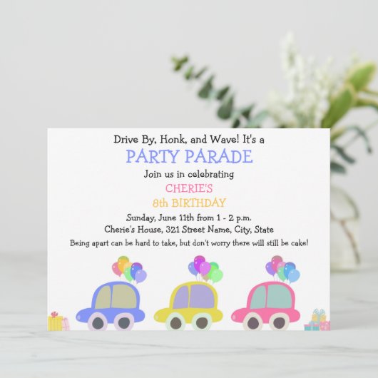 Rijden op Verjaardagsparade Kaart (Staand voorkant)