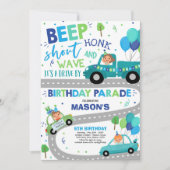 Rijden op verjaardagsparade uitnodiging Blue Parad (Voorkant)
