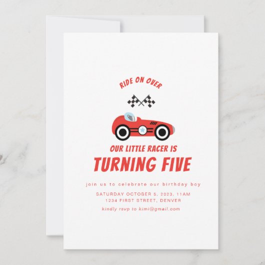 Rijden over Car Racing Theme Verjaardag Uitnodigen Kaart (Voorkant)