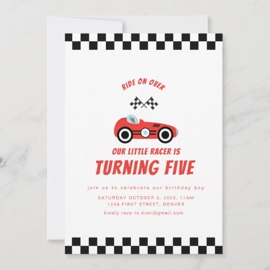 Rijden over Car Racing Theme Verjaardag Uitnodigen Kaart (Voorkant)