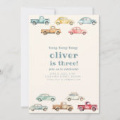 Rijden over vintage auto truck verjaardag uitnodig kaart (Voorkant)