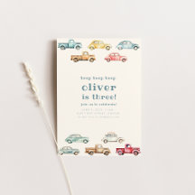 Rijden over vintage auto truck verjaardag uitnodig