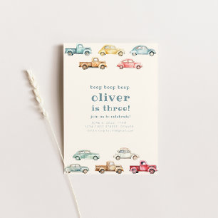 Rijden over vintage auto truck verjaardag uitnodig kaart