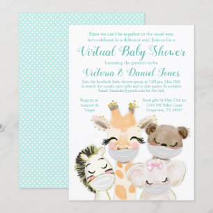 Rijden per post Baby shower Baby Animals Masks Kaart
