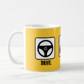 Rijden. Rij. Zweer. Koffiemok (Links)