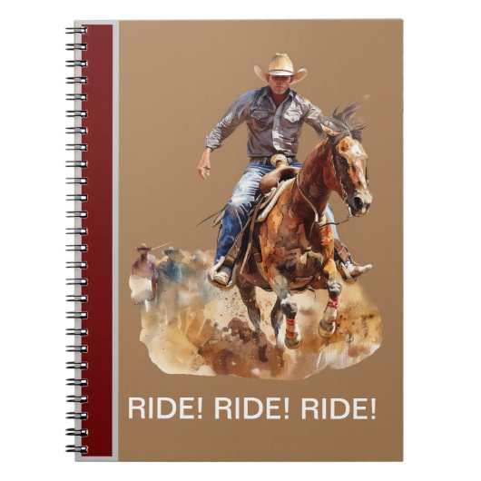 RIJDEN! RIJDEN! RIJDEN! Cowboy notitieboek op brui (Voorkant)