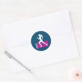 Rijdend meisje ronde sticker (Envelop)