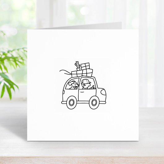 Rijdende auto met dozen 1x1 rubberstempel